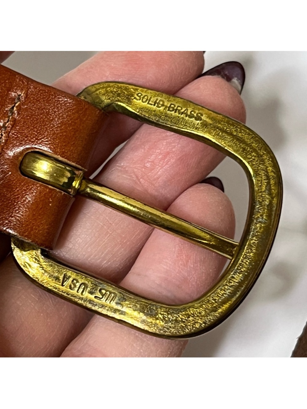 Men’s Brown Leather Belt with Solid Brass Buckle